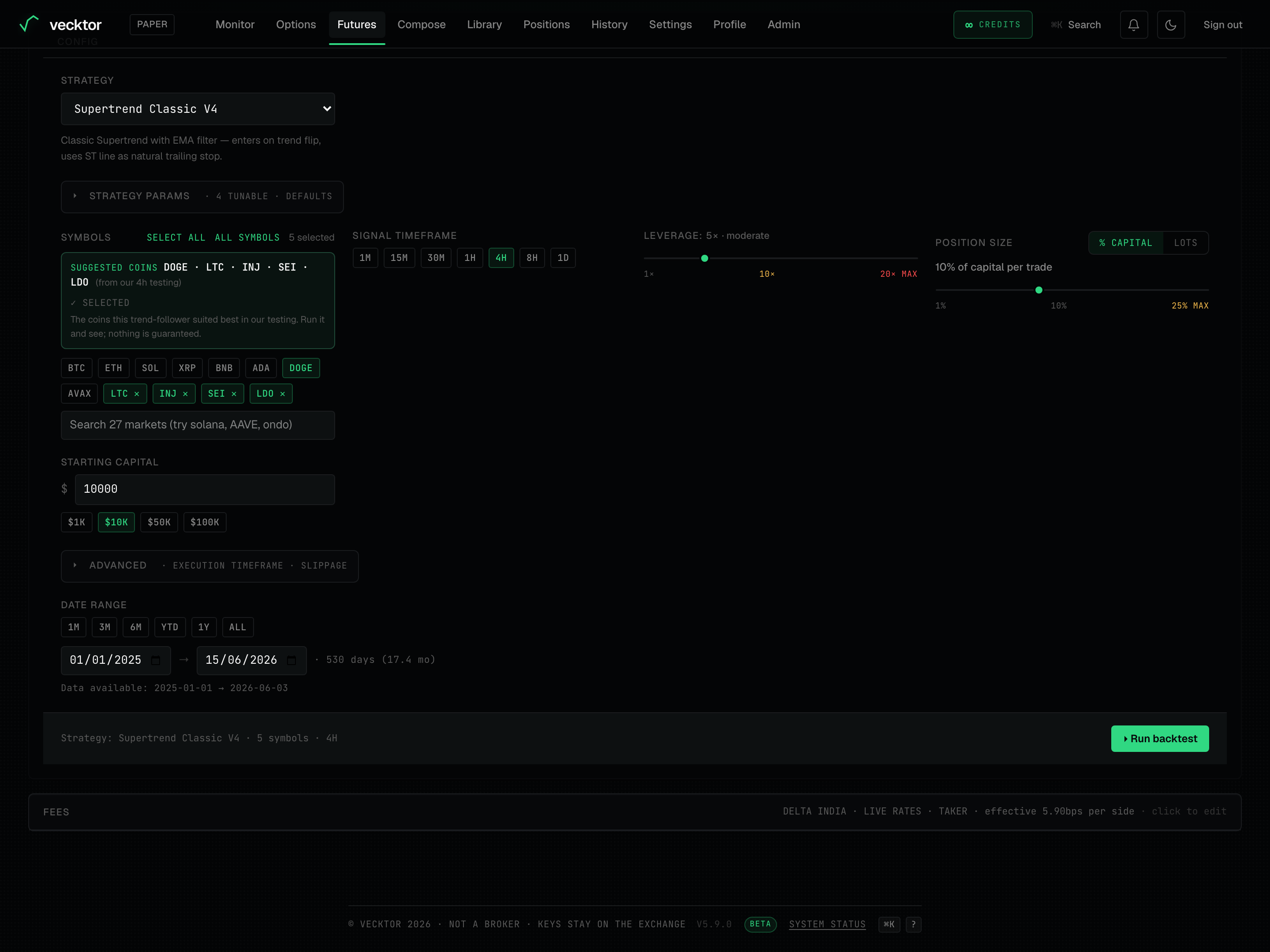 The Strategy params editor on the Tune step for a ready-made strategy.
